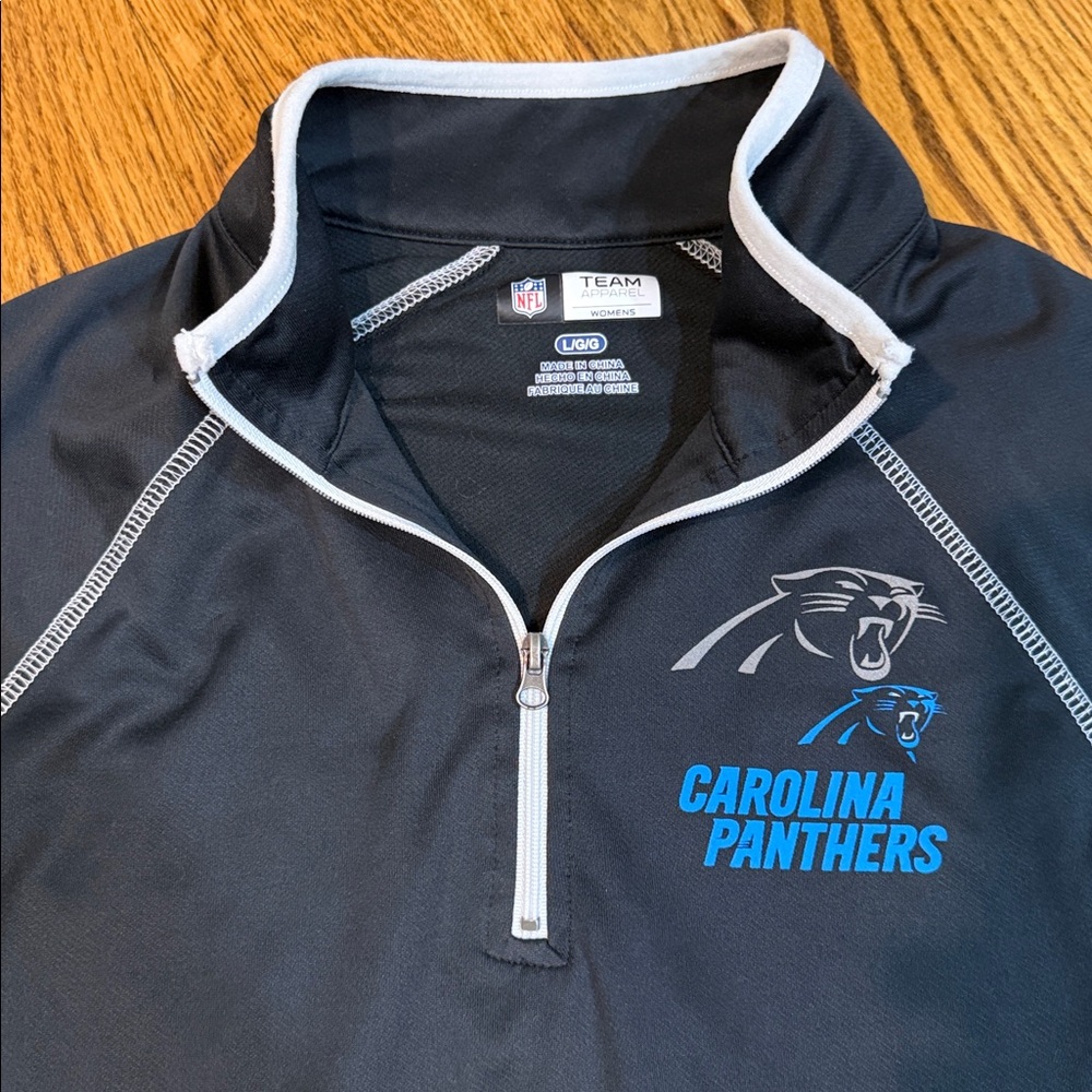 Women’s Carolina Panthers Quarterback Zip Shirt. Size Large. Like New Condition. - Picture 7 of 14